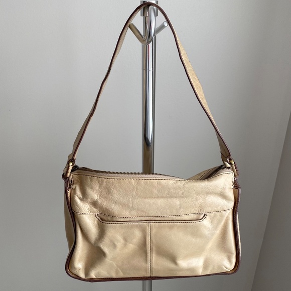 HOBO Small Cream/Tan Polished Leather Shoulder Bag - Picture 2 of 11